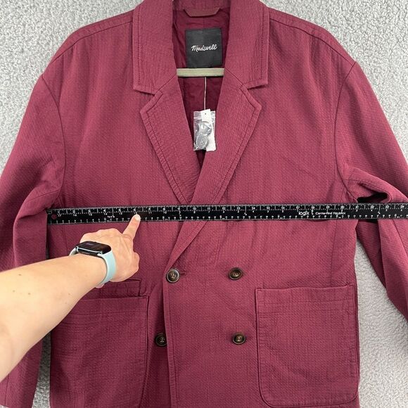 NWT MADEWELL Hayfield Double-Breasted Blazer in BERGUNDY Vintage Mulberry purple - Picture 7 of 15